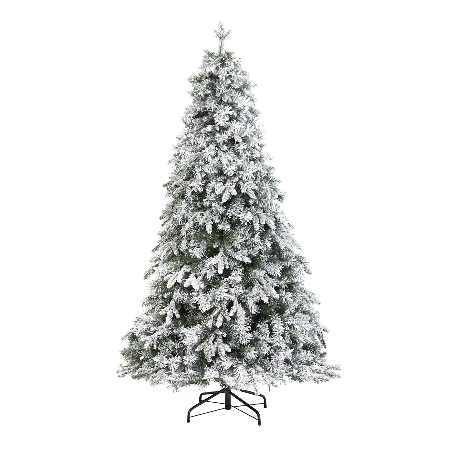 Nearly Natural 6' Flocked Vermont Mixed Pine Artificial Christmas Tree with 300 Clear LED Lights