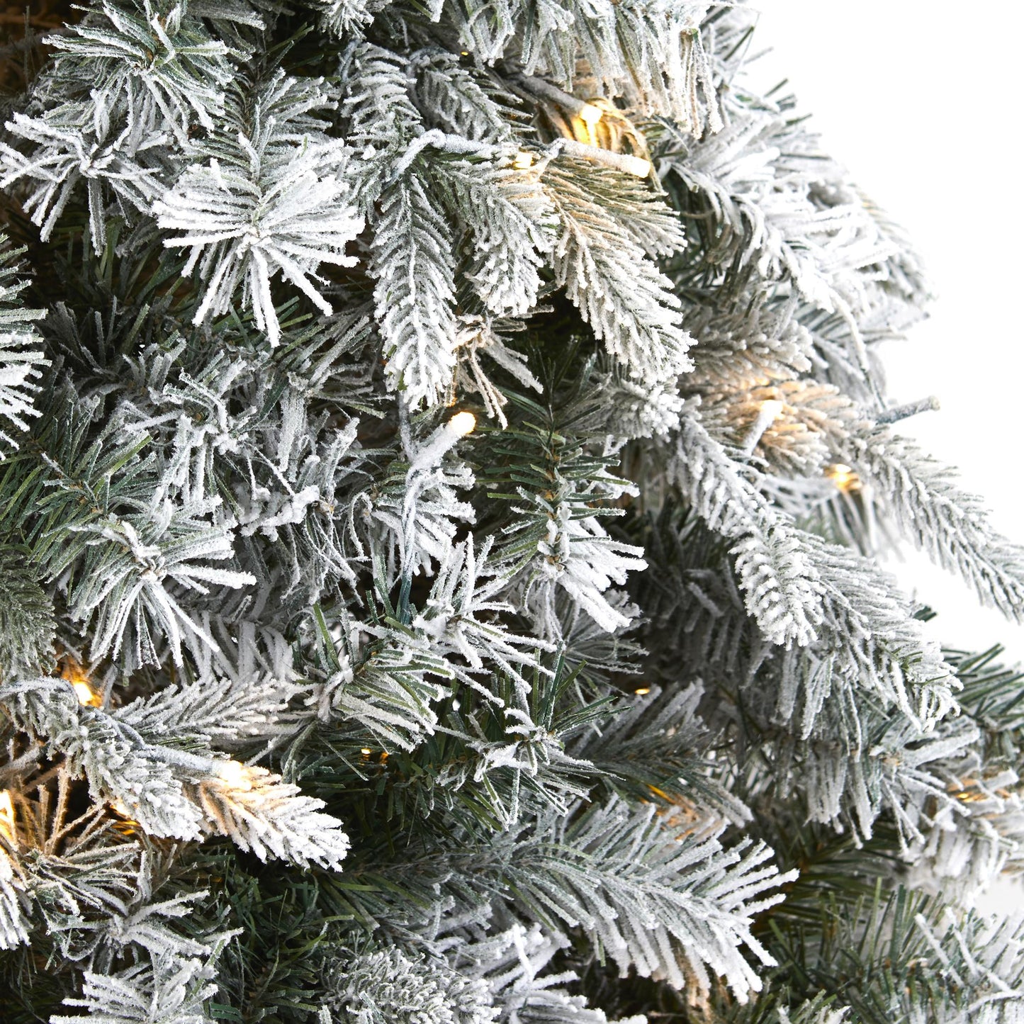 Nearly Natural 6' Flocked Vermont Mixed Pine Artificial Christmas Tree with 300 Clear LED Lights