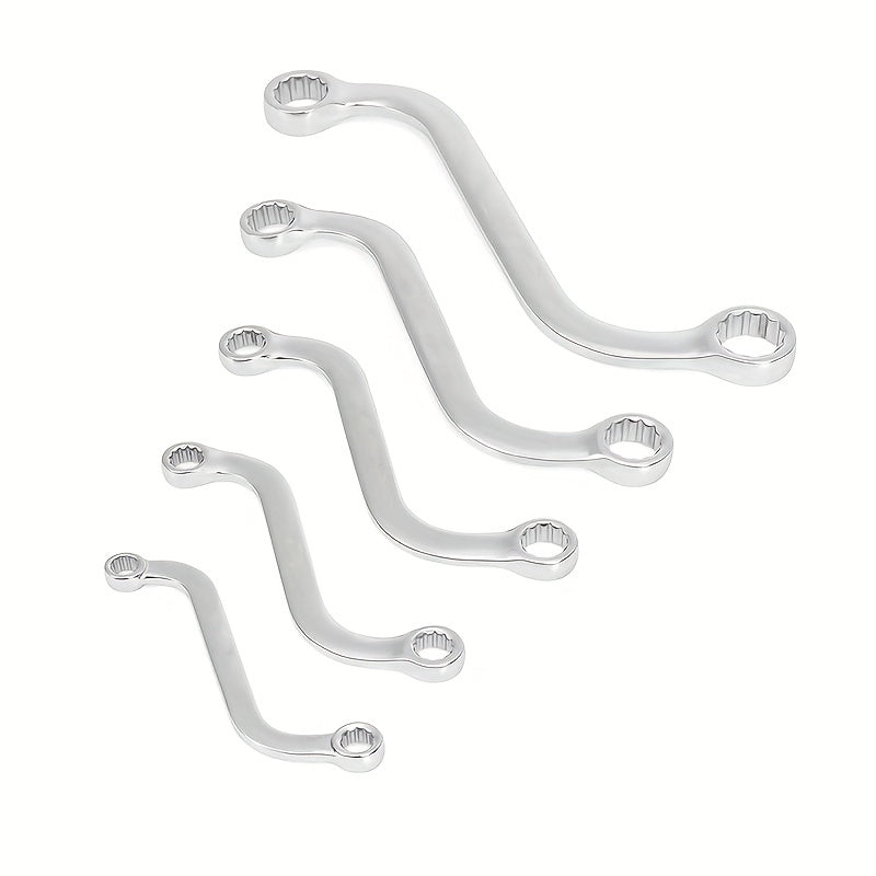 5Pcs S Type 10-19mm 12-Point Box Ends Double-Headed Special-Shaped Fastening Wrench Car Repair Tool S-Shaped Spanner Hardware