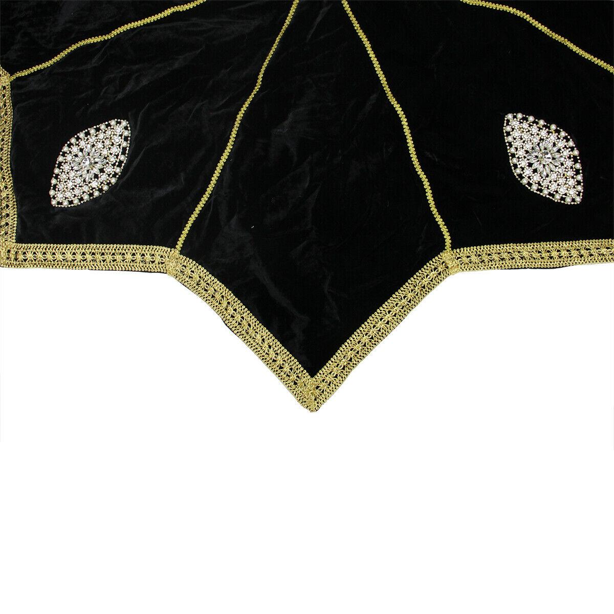 CC Christmas Decor 54" Elegant Gold Black Velveteen Jewel Christmas Tree Skirt