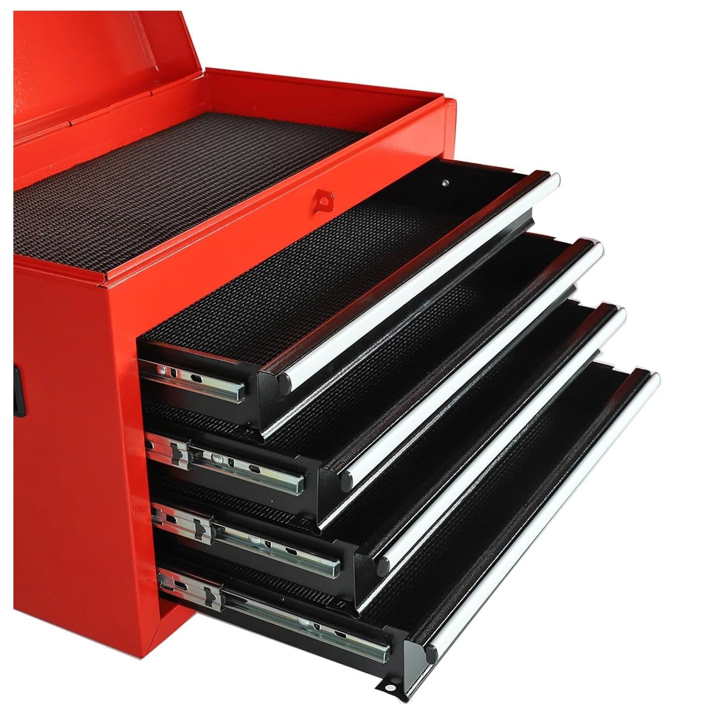 5-Drawer Rolling Tool Chest, 2 in 1 Tool StoraCabinet with Detachable Top, Steel Tool Box with Wheels, Red and Black, Lockable, for GaraWorkshop