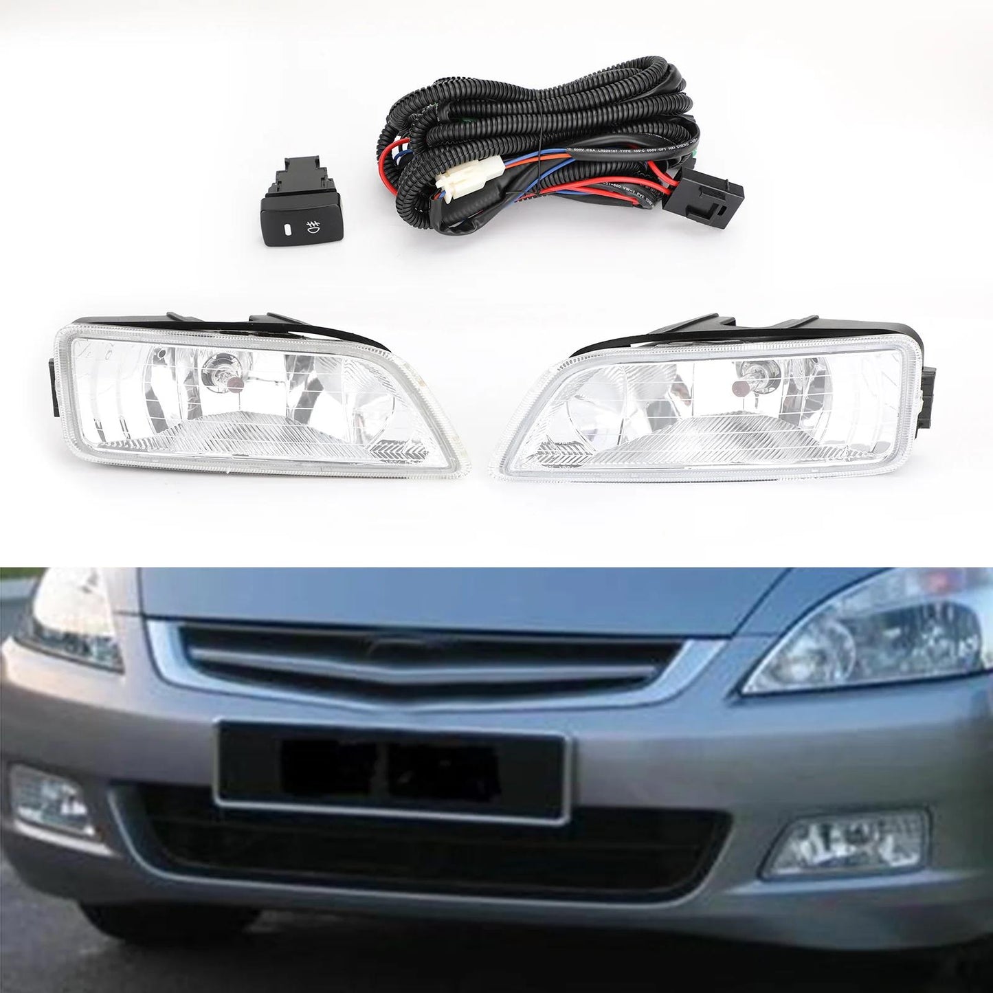 2003-2007 Honda Accord/2004-2008 Acura TL Clear Lens Fog Lights + Switch Generic
