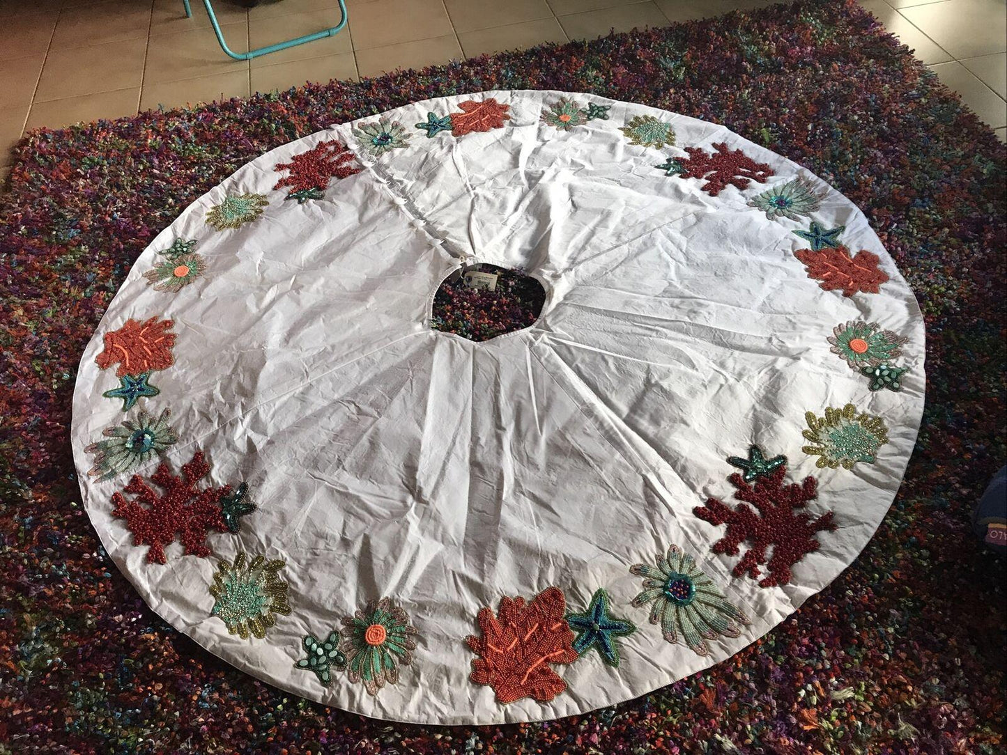 kim seybert Sea Oddesey Collection christmas Tree Skirt