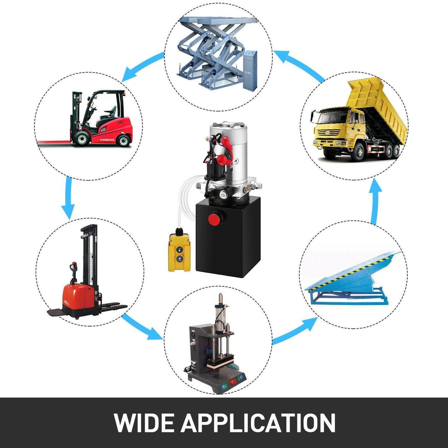 12 Volt Hydraulic Pump for Dump Trailer - 4 Quart Poly - Single Acting