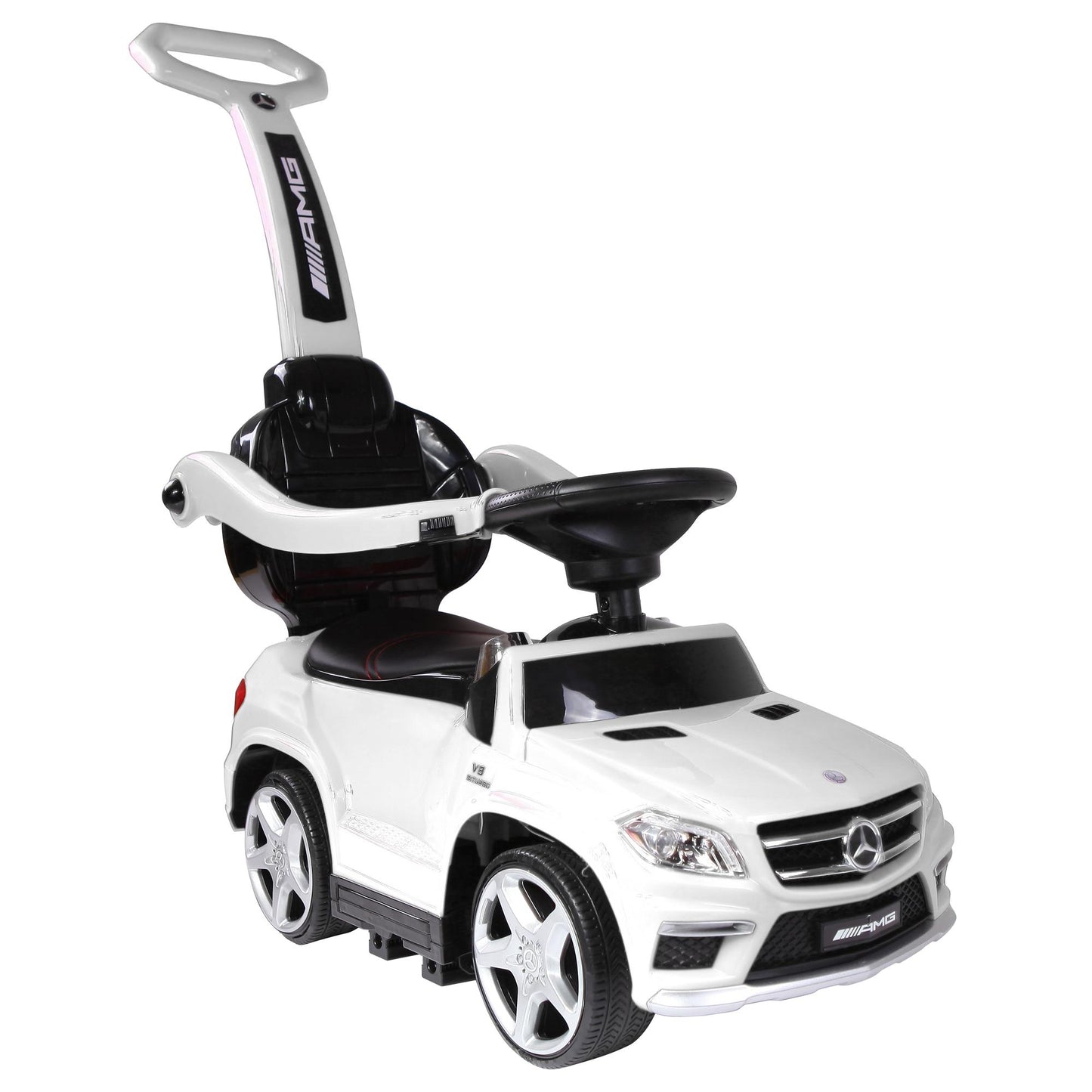 Ride On Cars Baby Mercedes Push Car Stroller w/ LED Lights, White (2 Pack)