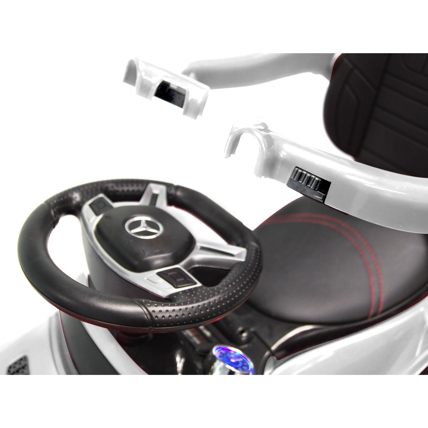 Ride On Cars Baby Mercedes Push Car Stroller w/ LED Lights, White (2 Pack)