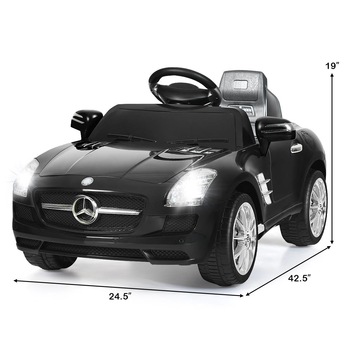 mercedes benz sls r/c mp3 kids ride on car electric battery toy Black