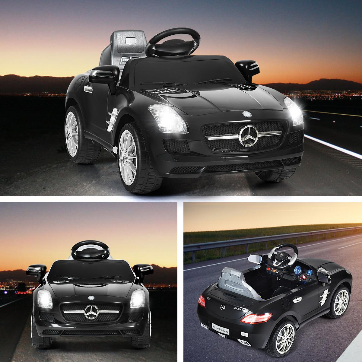 mercedes benz sls r/c mp3 kids ride on car electric battery toy Black