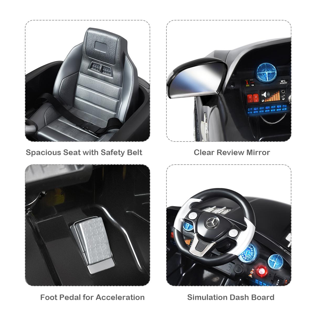 mercedes benz sls r/c mp3 kids ride on car electric battery toy Black