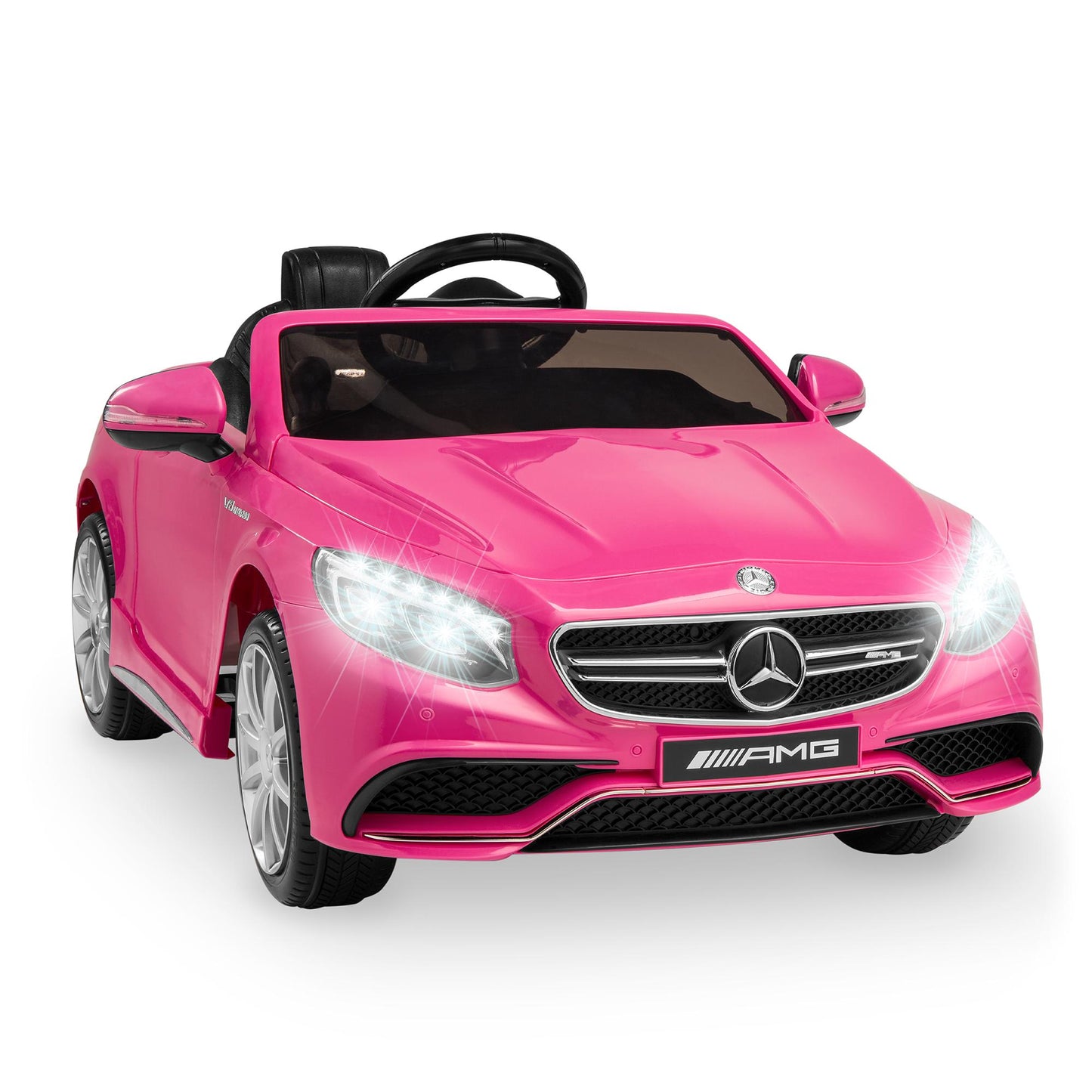 Kids 12V Licensed Mercedes-Benz S63 Coupe Ride On Car, w/ Parent Remote Control, AUX Function, 3 Speeds - Pink