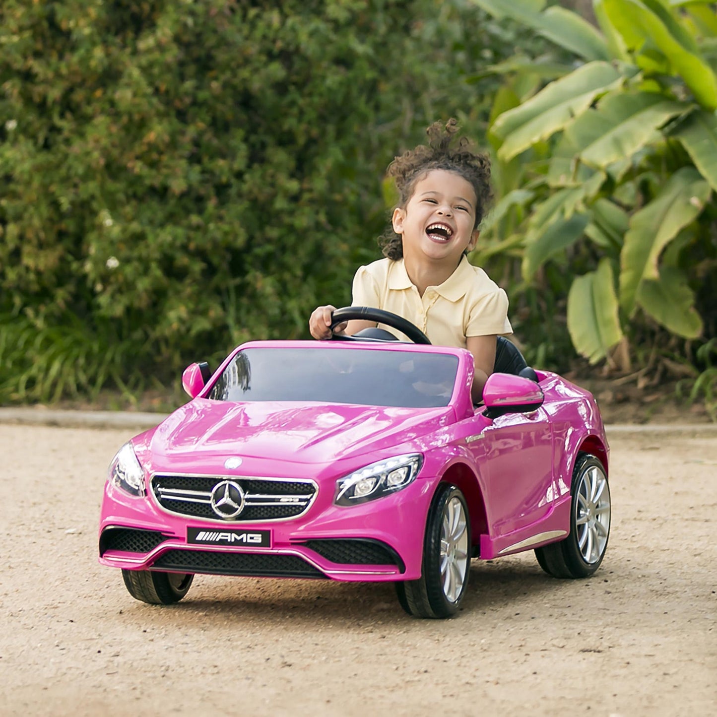 Kids 12V Licensed Mercedes-Benz S63 Coupe Ride On Car, w/ Parent Remote Control, AUX Function, 3 Speeds - Pink