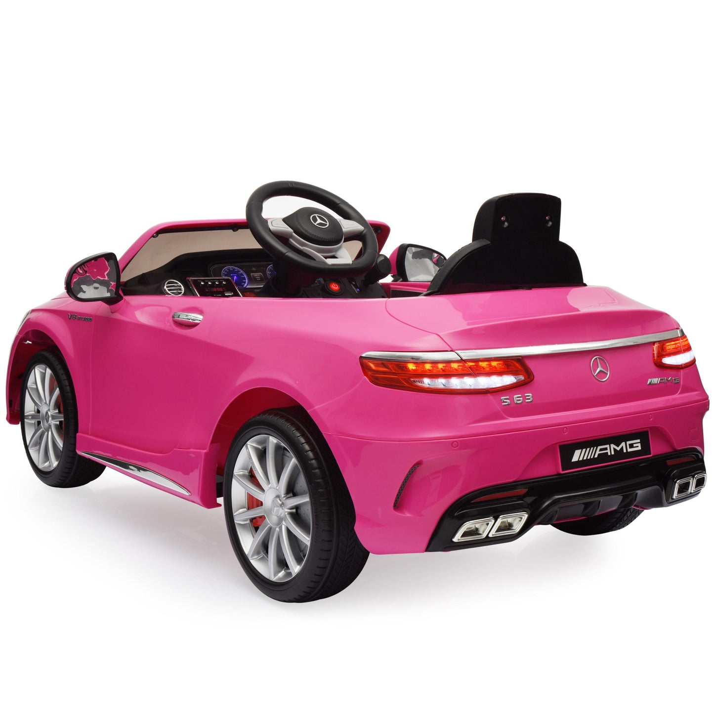 Kids 12V Licensed Mercedes-Benz S63 Coupe Ride On Car, w/ Parent Remote Control, AUX Function, 3 Speeds - Pink