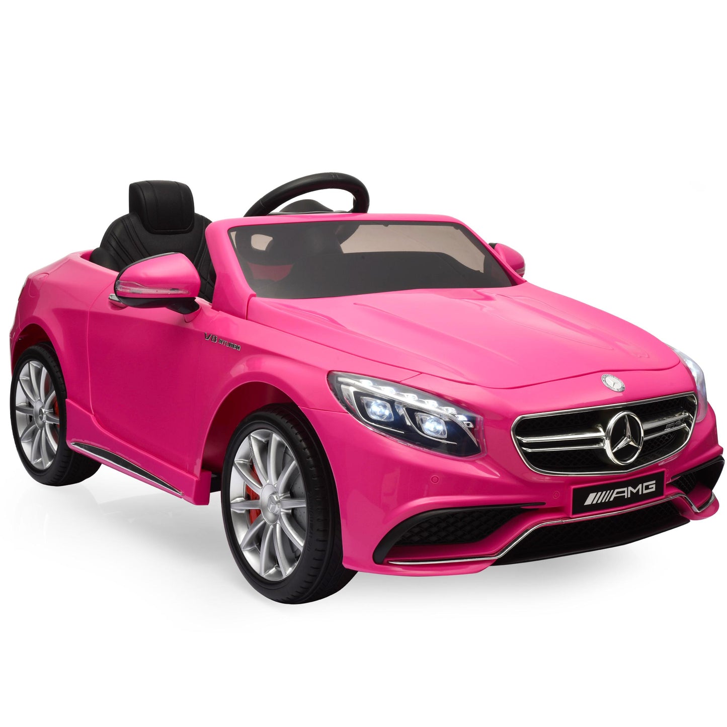 Kids 12V Licensed Mercedes-Benz S63 Coupe Ride On Car, w/ Parent Remote Control, AUX Function, 3 Speeds - Pink