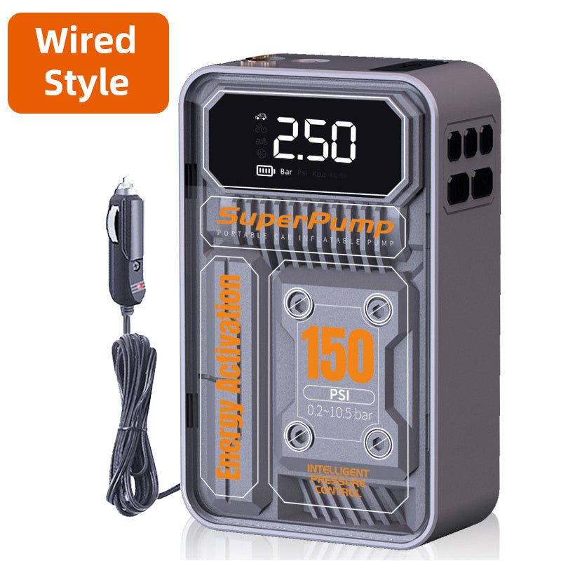 Tire Inflator Portable Air Compressor, 12V DC 150PSI 0.2-10.5 Bar Car Air Pump With Digital Display, LED Light, For Car, Motorcycle, Bicycle, Ball