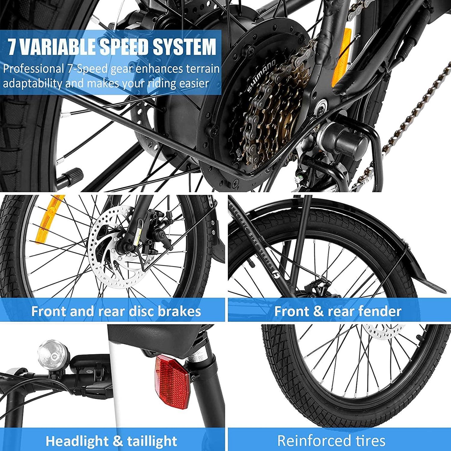 HIFRRUY Electric Bicycle, 20" Electric Folding Bike for Adults and Teenagers, Commuter E-Bike with 36V/10.4Ah Removable Lithium-Ion Battery, Top Speed 20mph, Throttle &amp; Pedal Assist