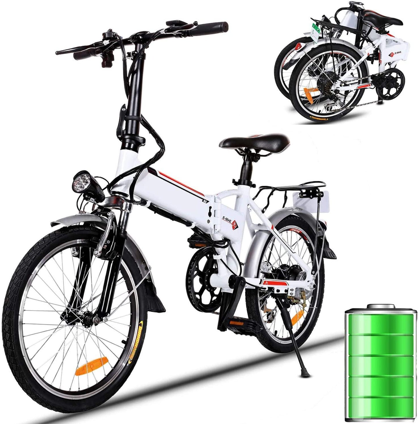 Folding Electric Bike 250W City Commuter Ebike with 7 Speed Gear and Three WorModes Electric Bicycle for Adults and Teenagers