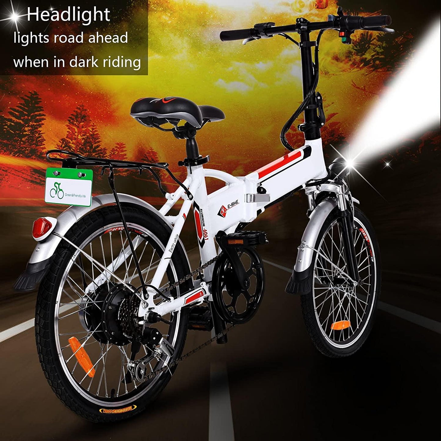 Folding Electric Bike 250W City Commuter Ebike with 7 Speed Gear and Three WorModes Electric Bicycle for Adults and Teenagers