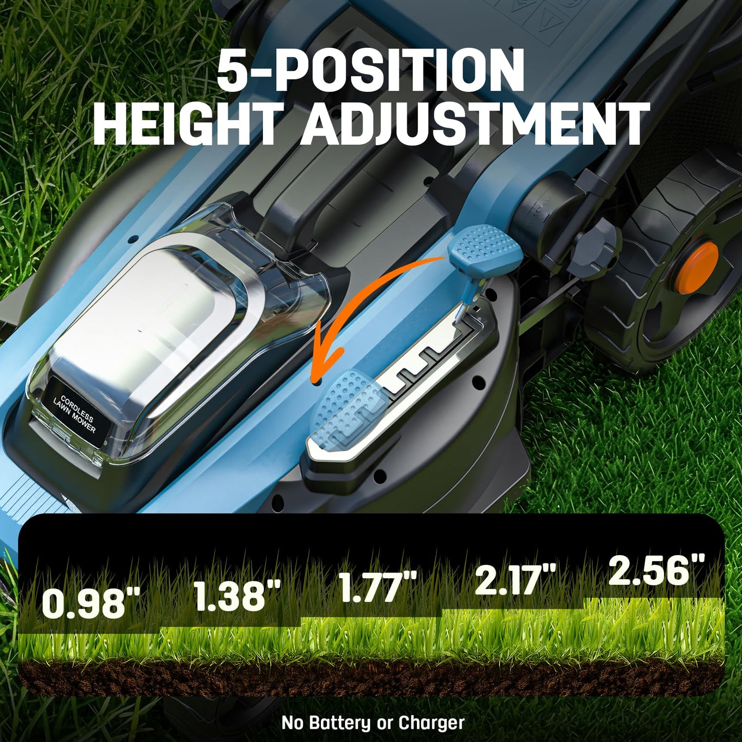 Cordless Electric Lawn Mower 16" Compatible with  18V Battery, 2-in-1 Brushless Push Mower with 5-Position Height Adjustment, Lightweight for Small Yards (Tool Only)