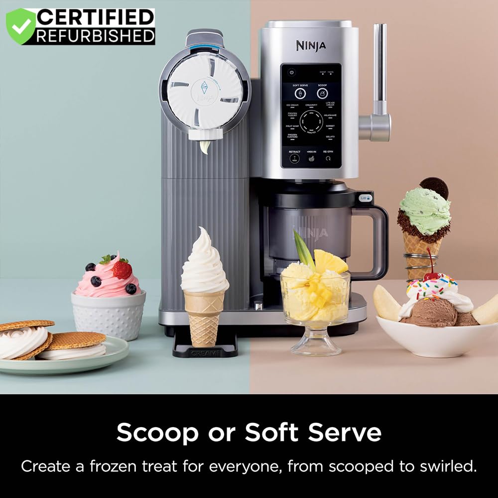 NC701 CREAMi Swirl 13-in-1 Soft Serve Ice Cream Machine (Renewed) Bundle with 2 YR CPS Enhanced Protection Pack