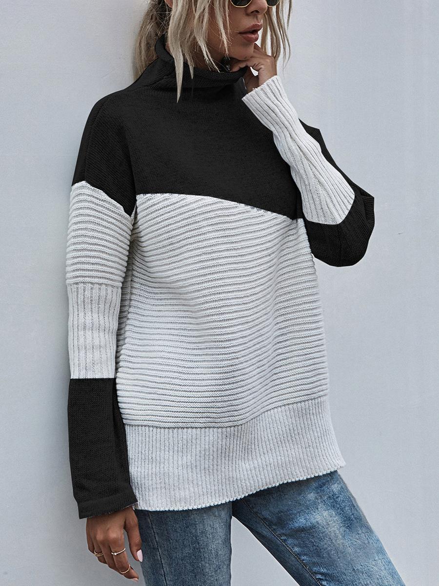 Color-blocking Pullover Long-sleeves Sweater