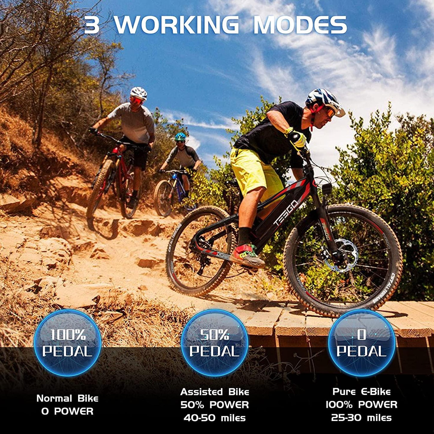 TESGO Electric Bikes for Adults Climber - 26’’ Electric Bicycle with Removable 48V/10.4Ah LG Cells Battery, 350W Electric Mountain Bike with  7 Speed Gears, Max 21MPH Ebike with Fork Suspension