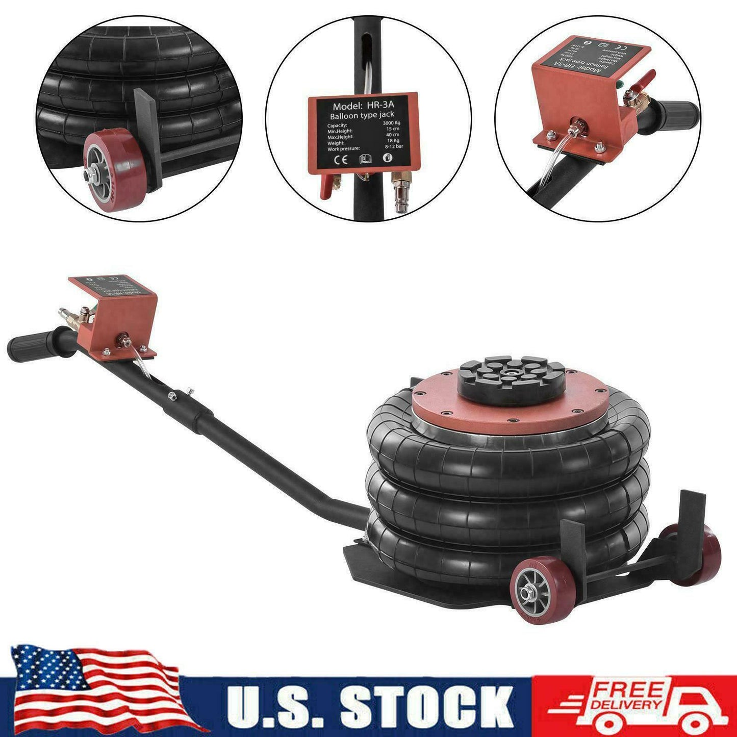 Triple Bag Air Jack Pneumatic Jack 6600LBS Car  Lift 3 Ton Compressed Air