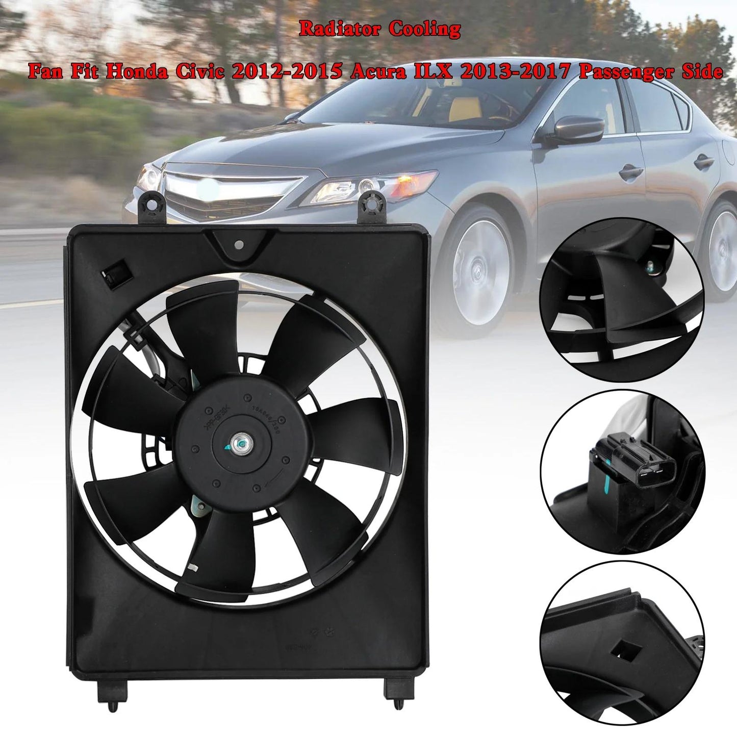 2012-2015 Honda Civic DX EX EX-L HF Hybrid Hybrid-L LX Si Radiator Cooling Fan Passenger Side 12815182 621490 Generic