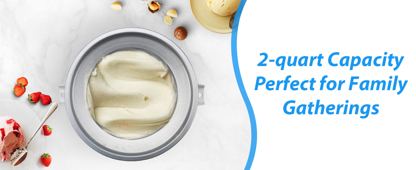 Ice Cream Maker Attachment: For  Stand Mixer, Fits 4.5/5QT/6QT/7QT Models. 2 Quart Capacity, Makes Frozen Yogurt & Gelato