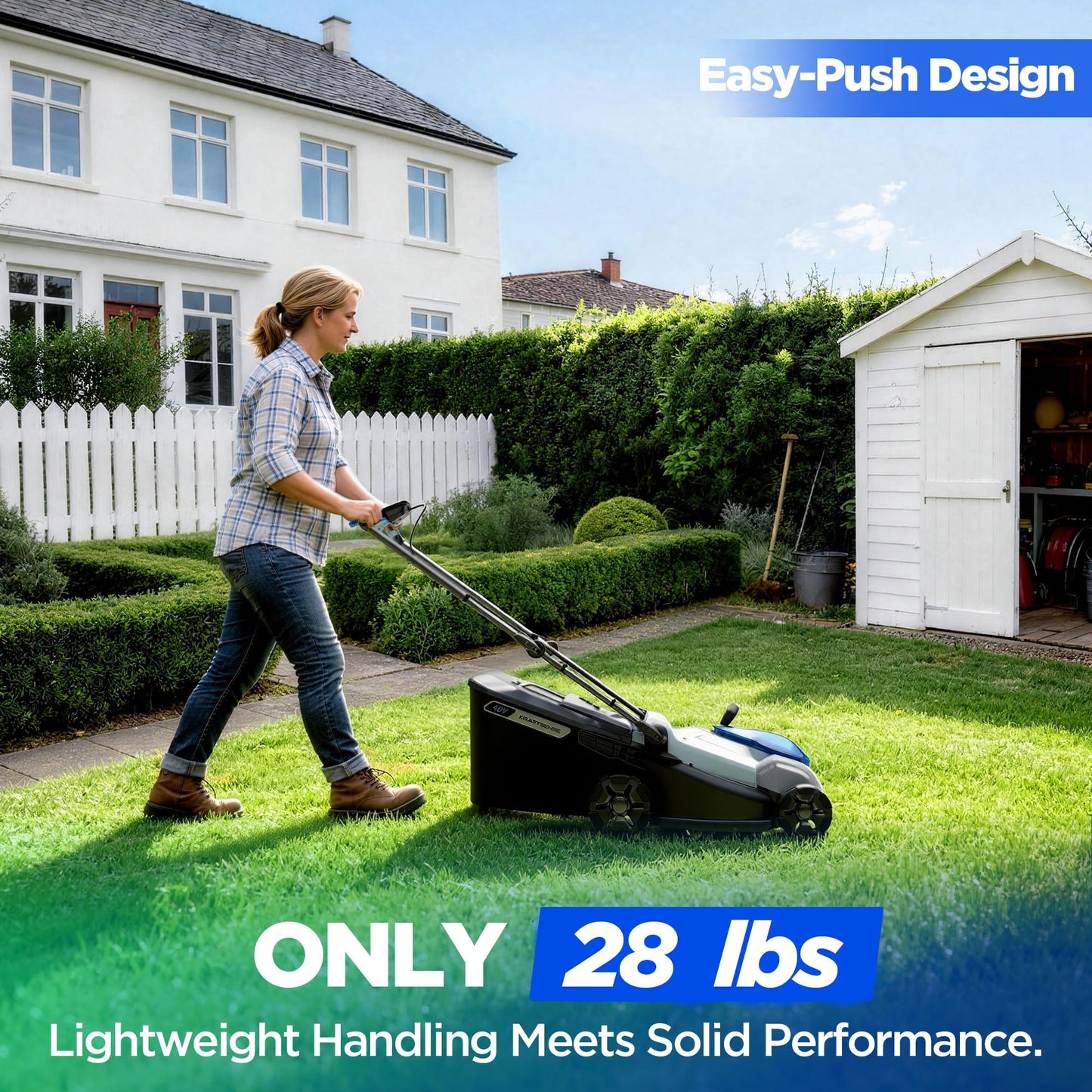 18-Inch Electric Lawn Mower, 40V Self-Propelled Cordless Lawn Mower with 4.0Ah Battery &amp; Charger, Brushless Motor, 2-in-1 Mulching &amp; Bagging, 6-Position Height Adjustment, for Small to Medium Yards
