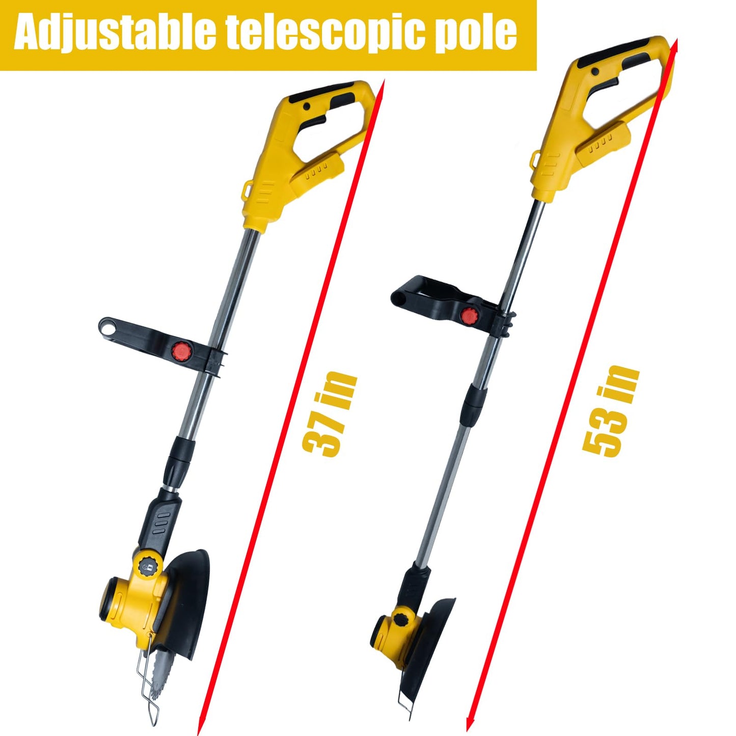 Electric Weed Wacker Cordless for Dewalt 20V Battery, 4-in-1 Battery-Powered Mower, Lightweight Cordless Weeder for Lawn, Yard and Brush Mowing (Battery Free, Yellow)