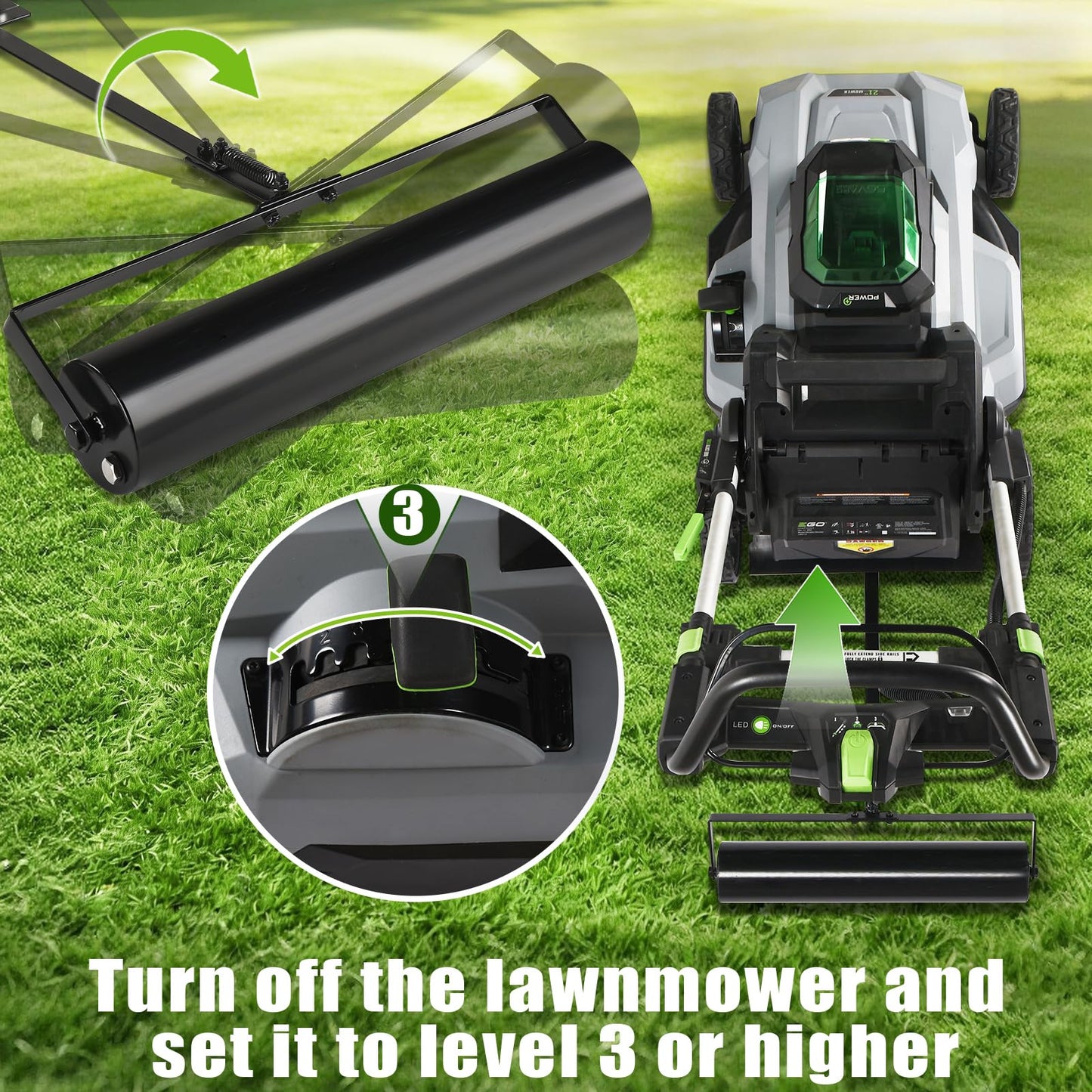 Lawn Striping Kit for EGO 21" Walk Behind Mowers - LM2100 Series, Flexible Turning Lawn Striper with Easy-Fill Water Port, Heavy Duty Steel Roller for Garden Professional Grass Stripes