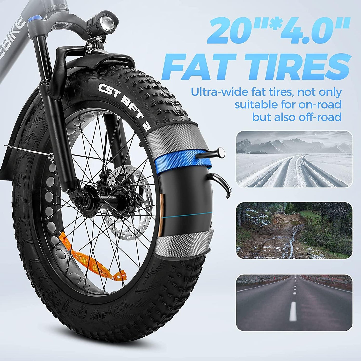750W Electric Mountain Bike 25Mph 4 inich Fat Tire Electric Bike for Adult, 48V 13Ah Removable Battery Electric Bicycles LCD Display with USB