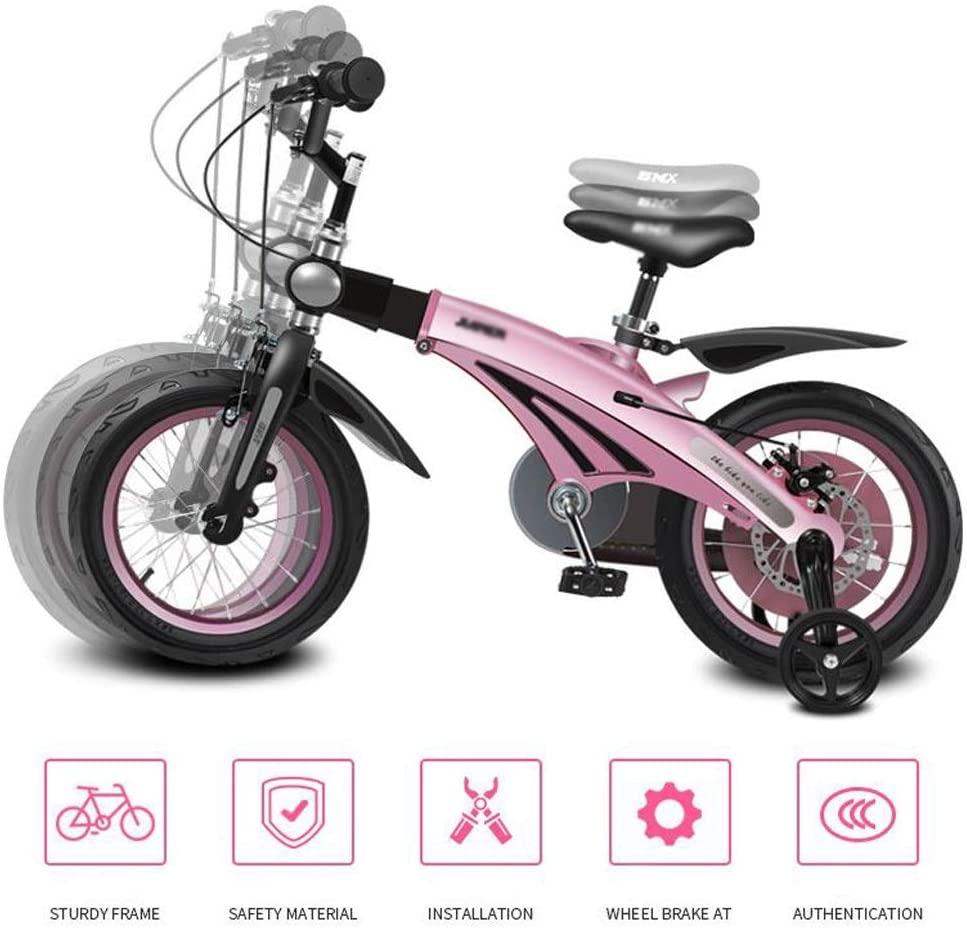 Kids Bike BMX Bike for Kids Boys Girls Bicycle Kids Bike Boys Girls Space Aluminum for 3-9 Years Old Kid's Bike 14 Inch with Training Wheels or Kickstand Child's Bike Kids Bicycle ( Color : Pink )