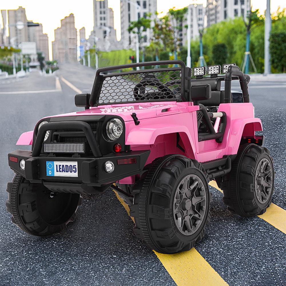 Lowestbest Cars for Kids, Battery Powered Electric Car, Kids Ride On Truck Car, 12V Kids Cars with Remote Control, MP3 Player, Radio, Led Light, Pink
