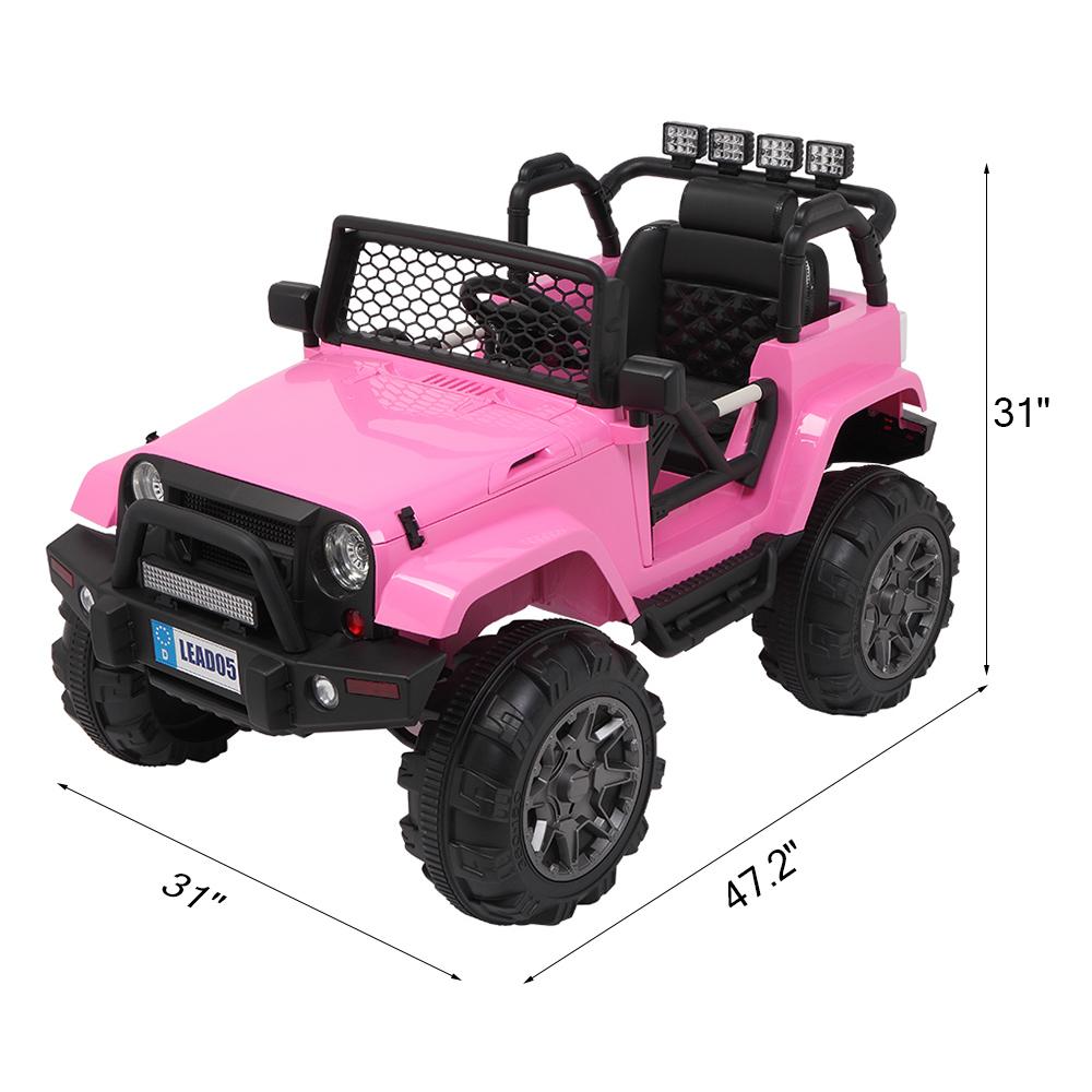 Lowestbest Cars for Kids, Battery Powered Electric Car, Kids Ride On Truck Car, 12V Kids Cars with Remote Control, MP3 Player, Radio, Led Light, Pink