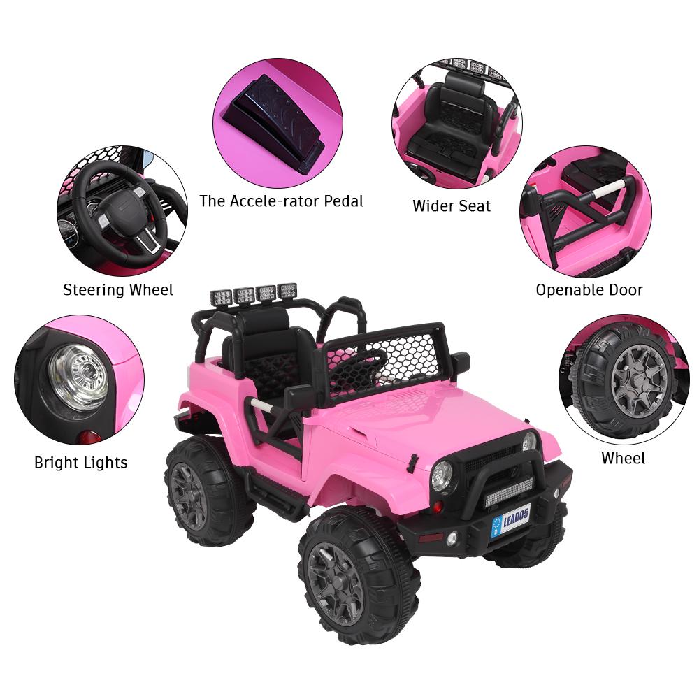 Lowestbest Cars for Kids, Battery Powered Electric Car, Kids Ride On Truck Car, 12V Kids Cars with Remote Control, MP3 Player, Radio, Led Light, Pink