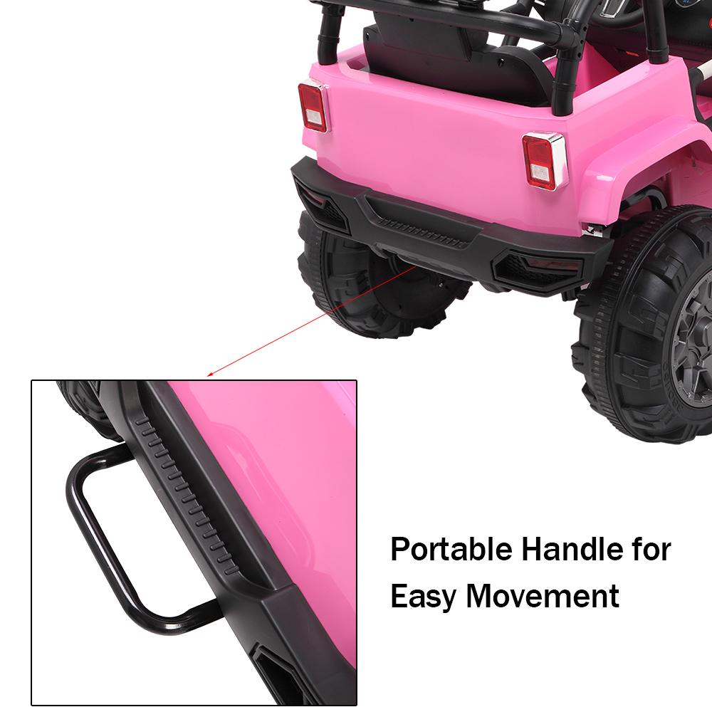 Lowestbest Cars for Kids, Battery Powered Electric Car, Kids Ride On Truck Car, 12V Kids Cars with Remote Control, MP3 Player, Radio, Led Light, Pink