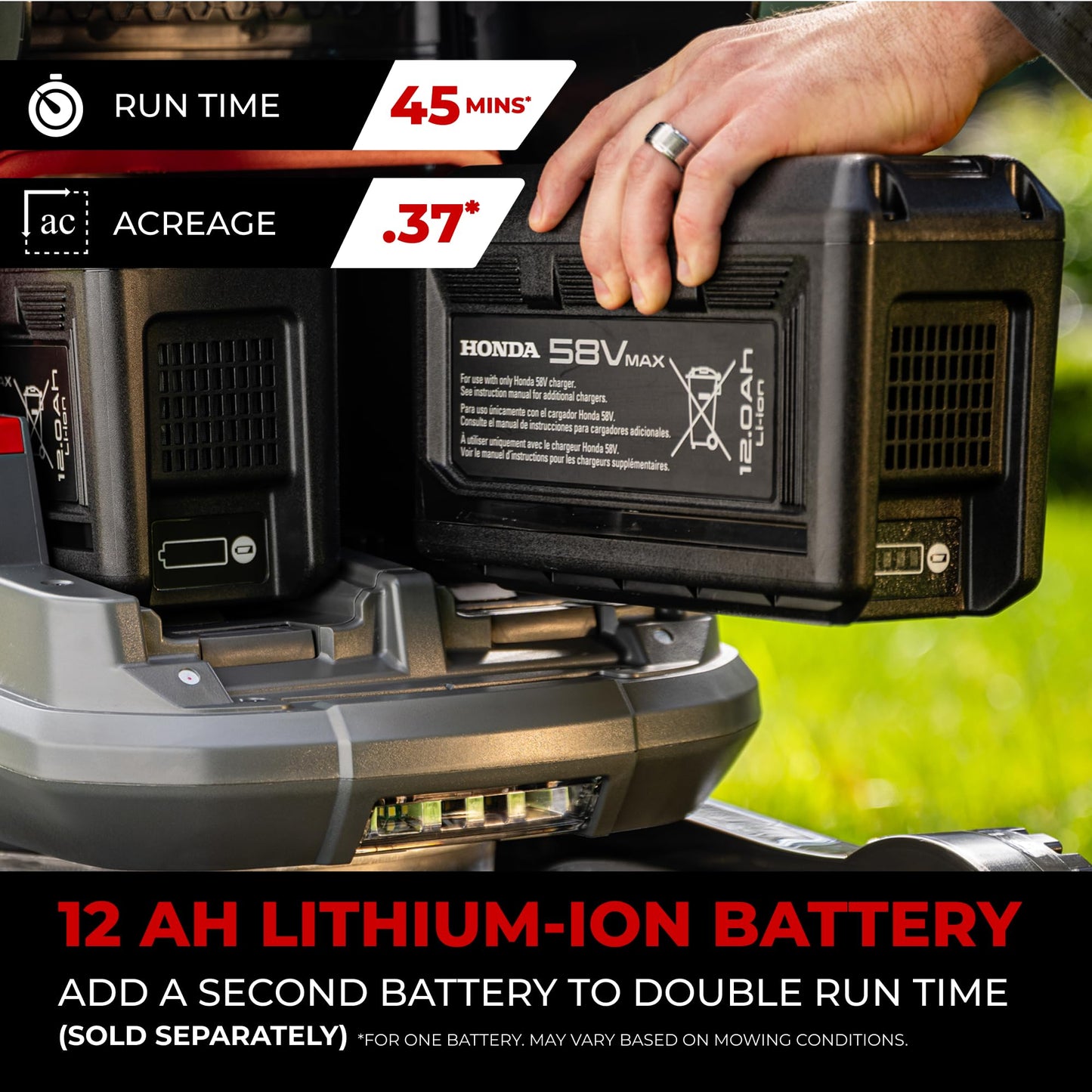 HRX-BE 21-Inch Walk Behind 12 AH Battery Powered Lawn Mower with 2 Battery Bays, Variable Speed Self Propelled Lawn Mower with 2.2 Bushel Capacity, Easy-Off Grass Bag (HRX217YXBEXA6)