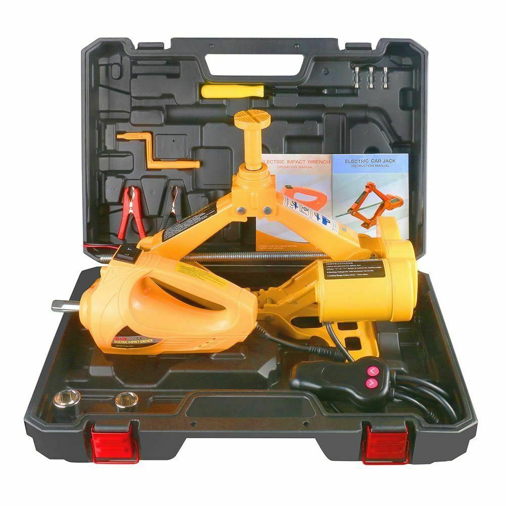 Car Electric Jack 3T 12V Rolling Scissor Lift Portable 420mm Flashlight Wrench