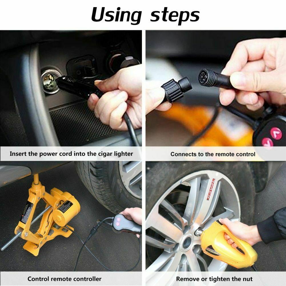 Car Electric Jack 3T 12V Rolling Scissor Lift Portable 420mm Flashlight Wrench