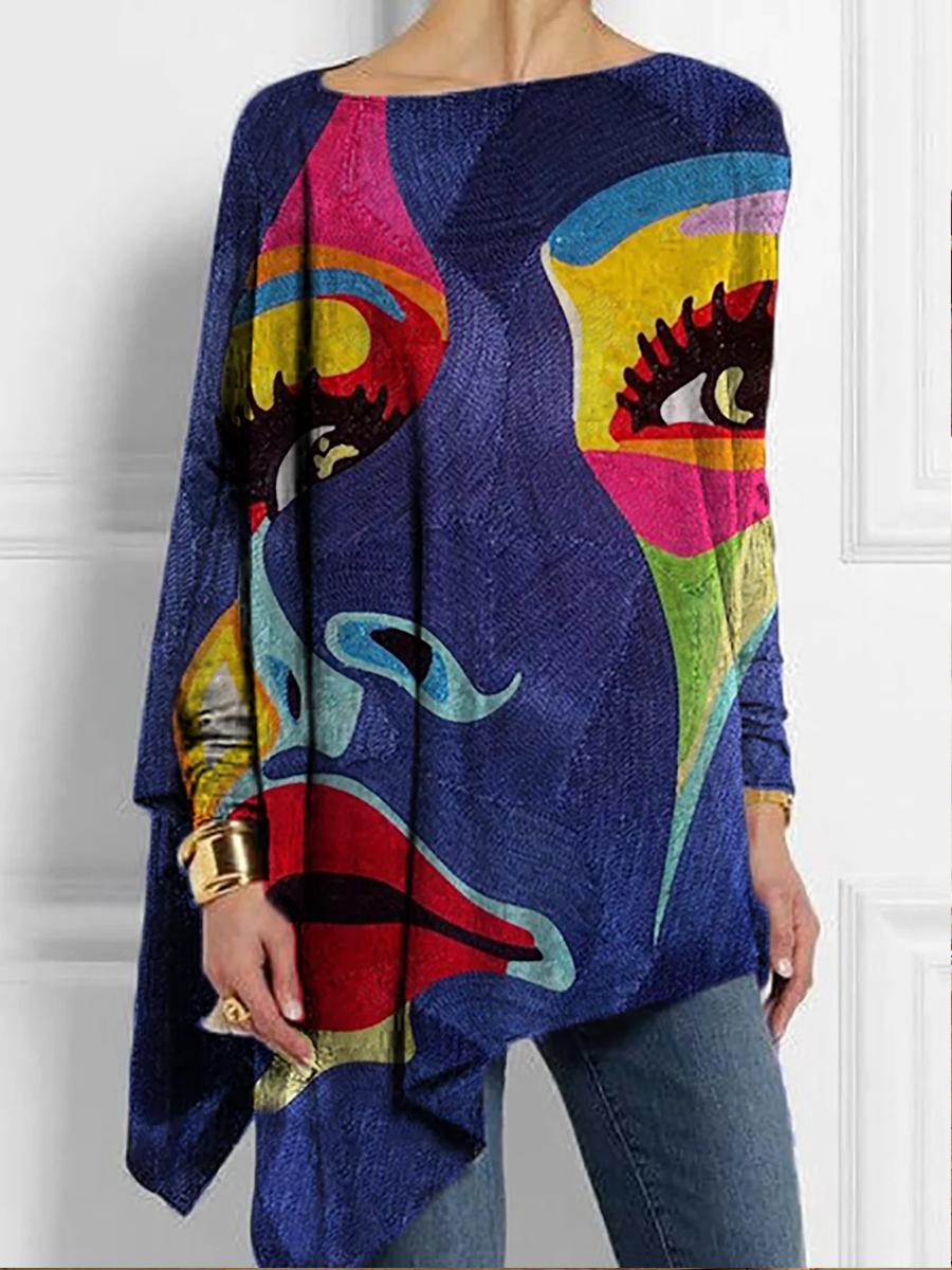 Casual Portrait Digital Printing Long Sleeve T-Shirt