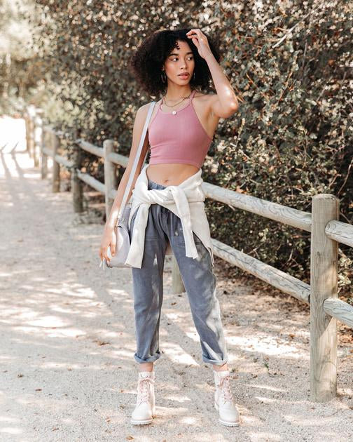 Cardinal Ribbed Racerback Brami - Vintage Mauve