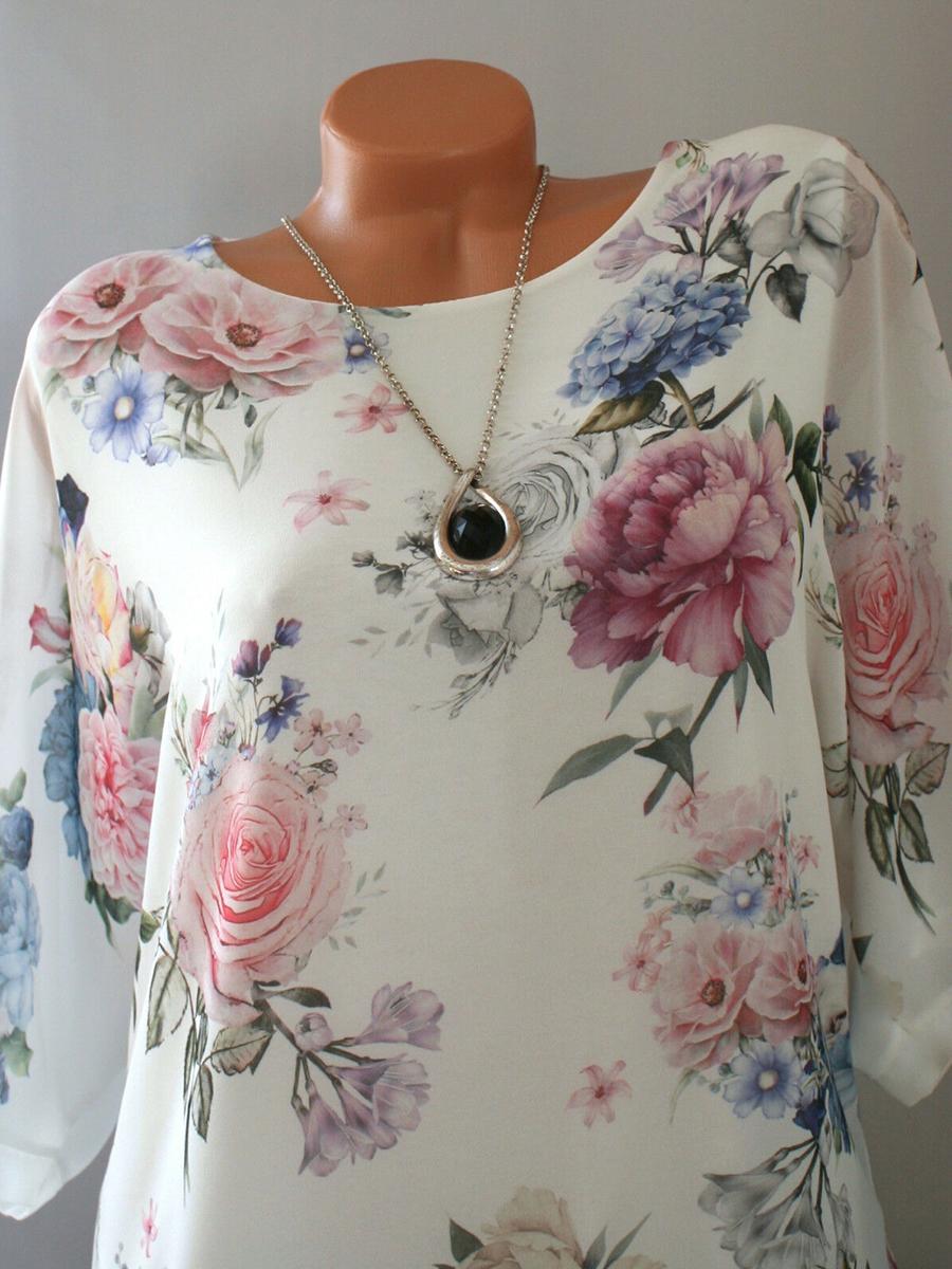 Round Neck Loose Fitting Print Short Sleeve T-Shirts