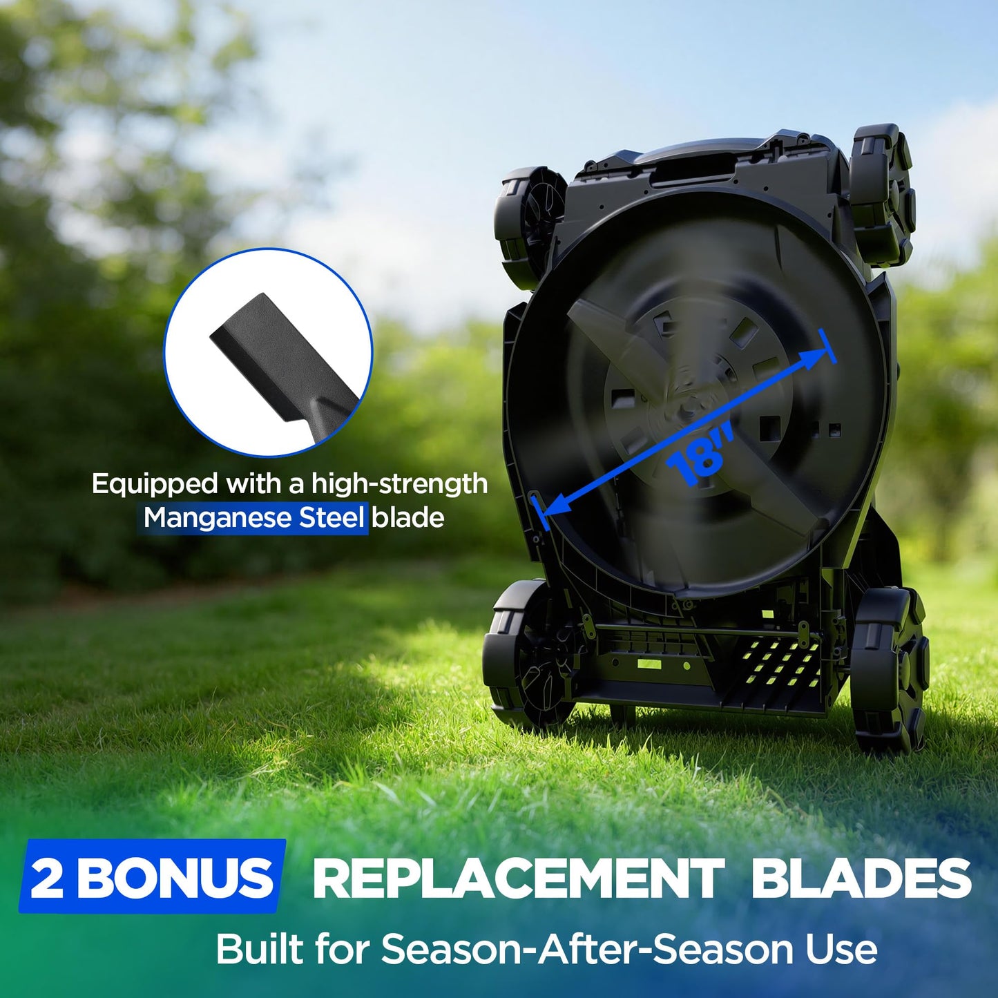 18-Inch Electric Lawn Mower, 40V Self-Propelled Cordless Lawn Mower with 4.0Ah Battery &amp; Charger, Brushless Motor, 2-in-1 Mulching &amp; Bagging, 6-Position Height Adjustment, for Small to Medium Yards