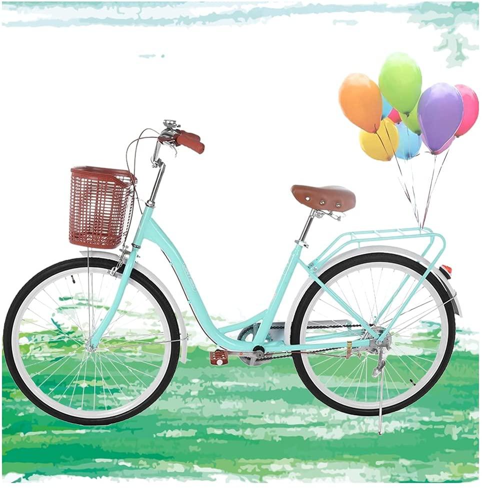 Micozy 26-Inch Womens Bikes Beach Cruiser Bike with Basket Classic Bicycle Retro Bicycle Single Speed Bicycle Commuter Bicycle with Comfortable Seats and Back Seats Fits 5'2''-5'10'' [US in Stock]