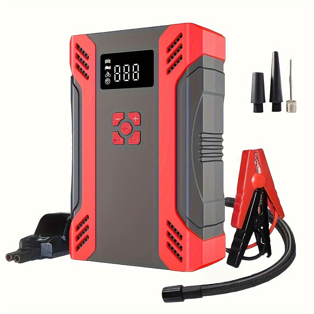 2000A Car Jump Starter With Air Compressor (8.0L Gas/5.0L Diesel), 6-in-1 Portable Charger Lithium Battery Box With Fast Charging 3.0 & DC12V 8A