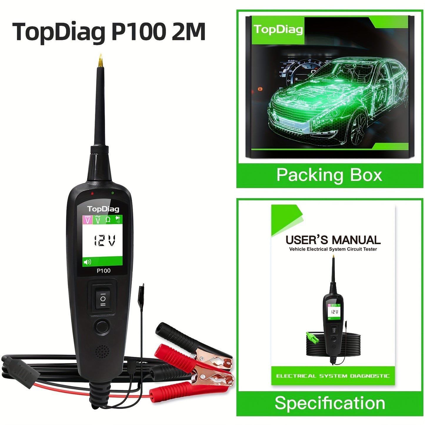 12/24V Multifunctional Car Circuit Tester Power Circuit Probe Kit, Car Battery Voltage/Resistant Tester Diagnostic Tool Component