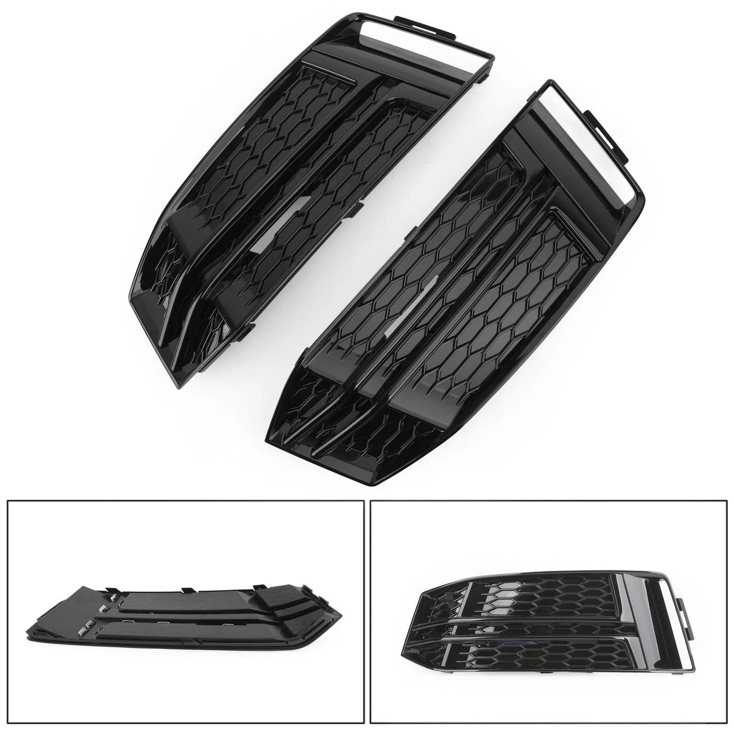 Black Front Fog Light Cover fit AUDI A4 B9 S-LINE 2016-2023 Bumper Grille Generic