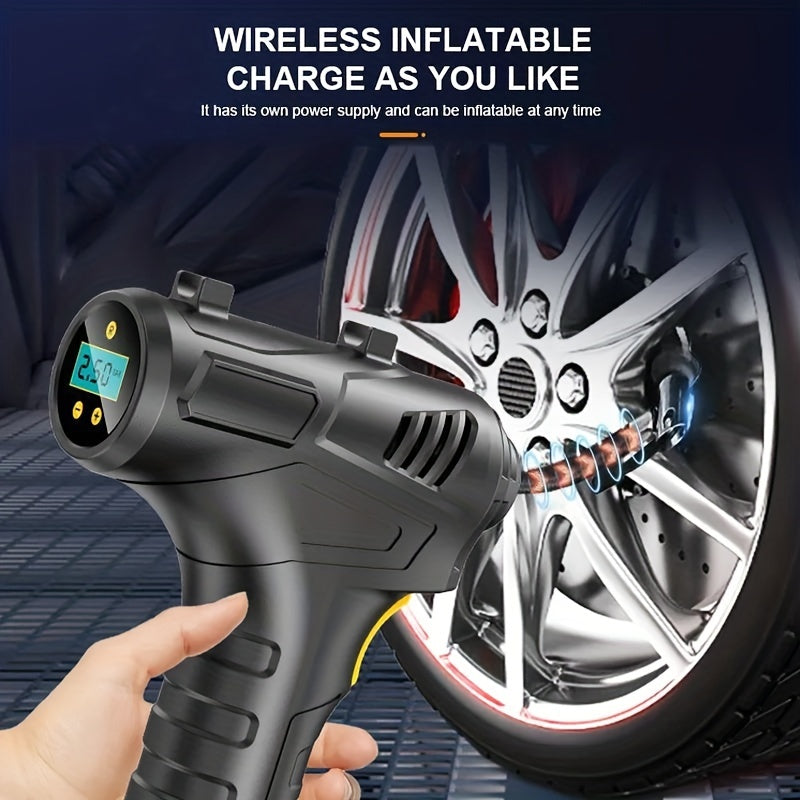 120W Rechargeable Cordless Air Compressor - Portable Wireless Inflatable Pump For Car Tires, Bicycle Balls & More!
