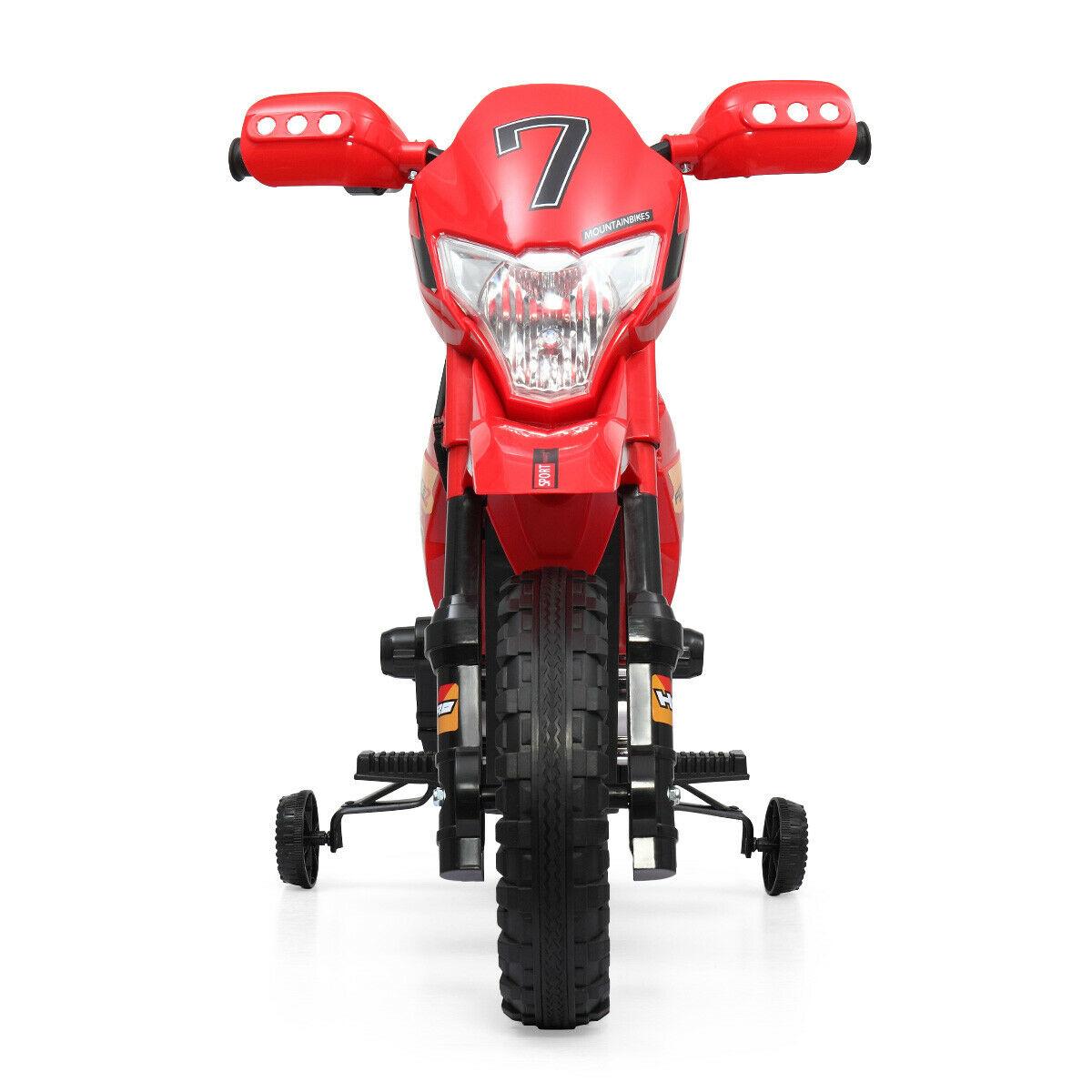 Kids Electric Ride On Cars, 6V Battery Powered Electric Motorcycle Toy for Kids to Ride, Multi Function Ride-On Car for Children Child, w/Training Wheels